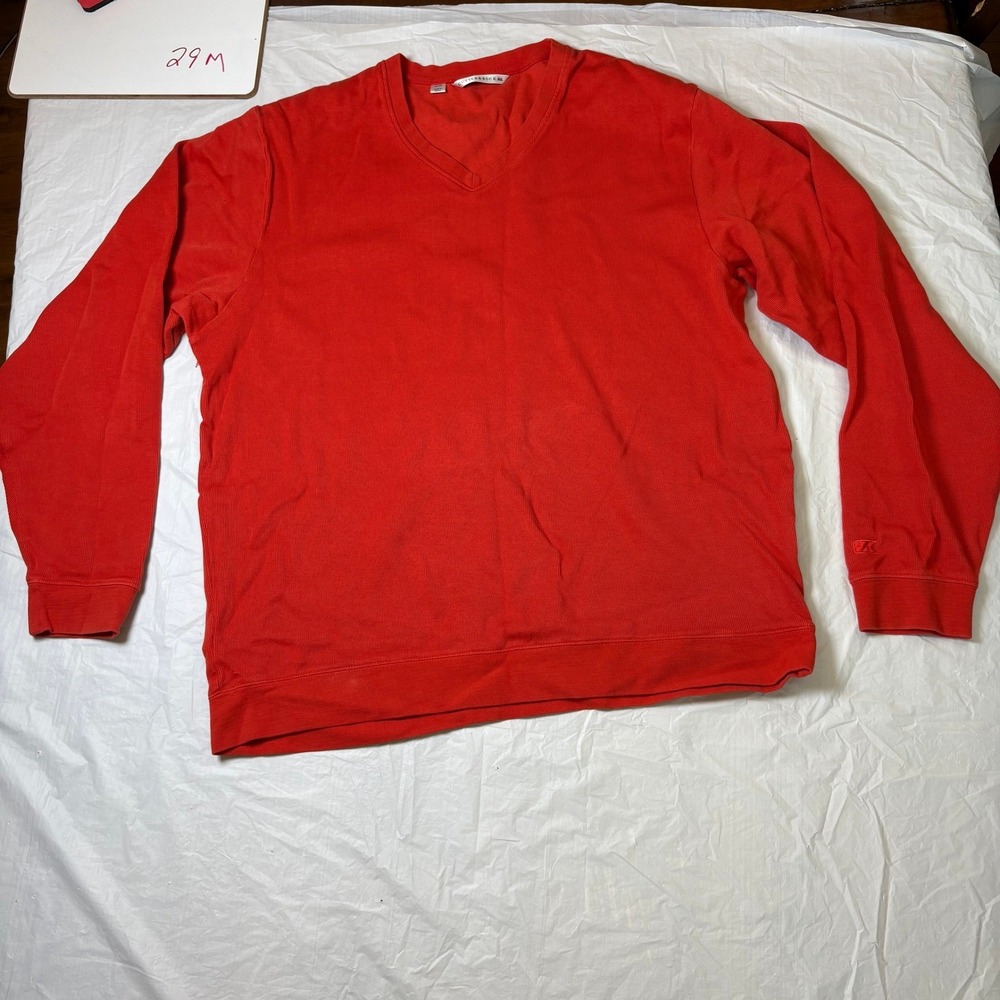 Cutter and Buck Mens Red V Neck Long Sleeve Casual Sweatshirt Top XL